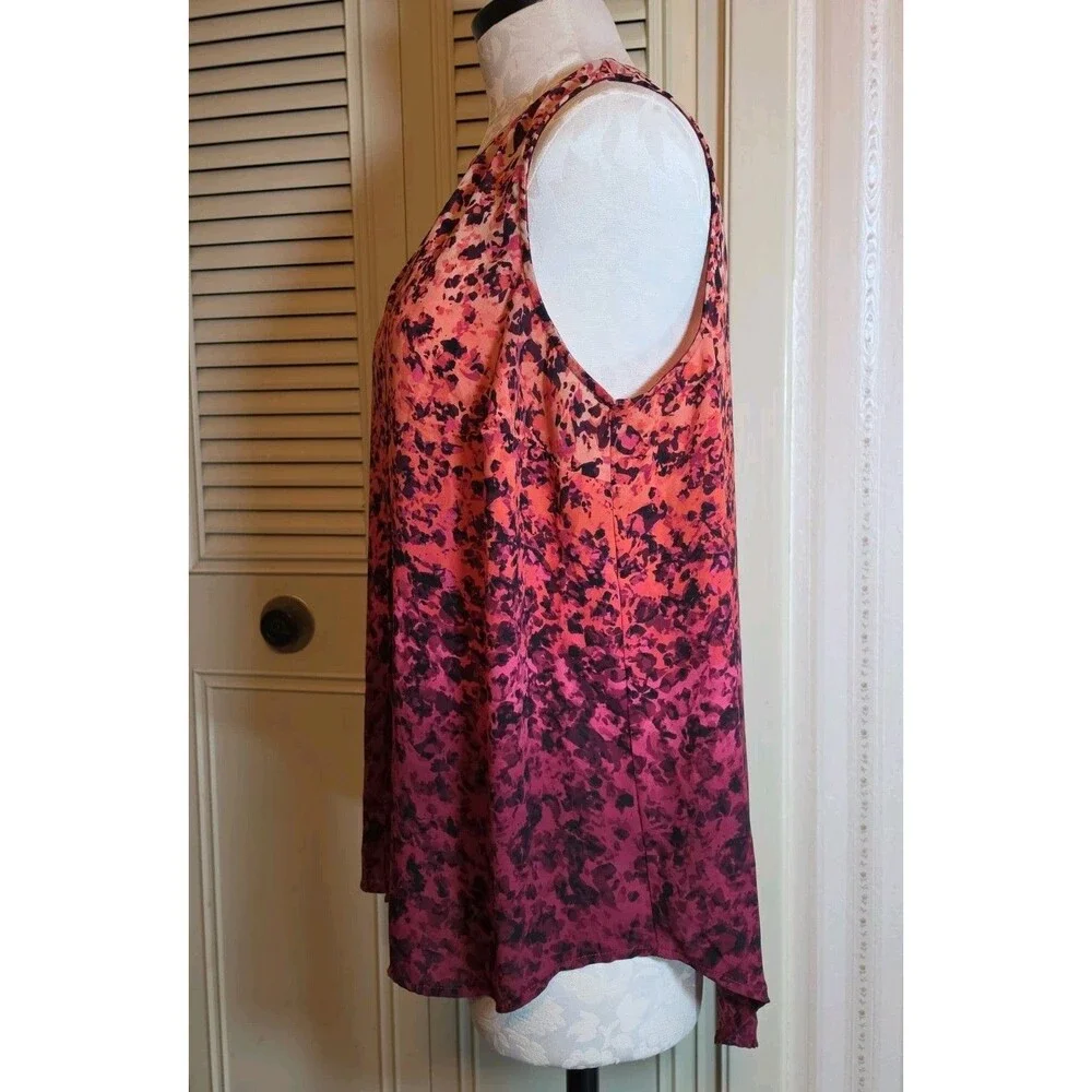 Apt. 9 Wmns 0X Pink Orange Purple Abstract Sleeveless Blouse Top Career Casual